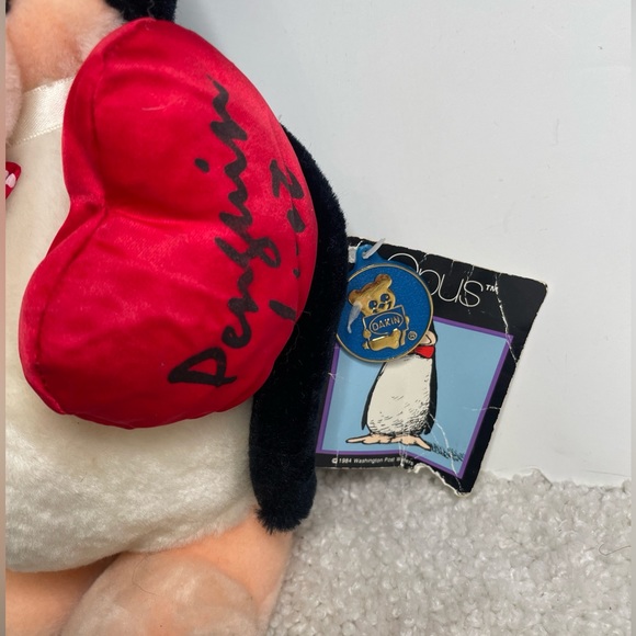 Dakin Opus Penguin Lust Plush TOY Stuffed Bloom County 1984 Heart Bow Tie W/ Tag - Picture 2 of 10